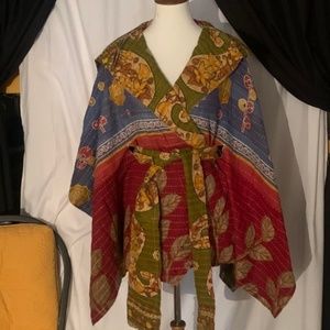 Rag Kimono Belted Jacket with hood NWOT